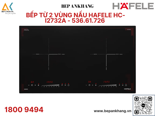 Bếp từ 2 vùng nấu Hafele HC-I2732A - 536.61.726 - Made in Malaysia - Mặt kính Schott Ceran